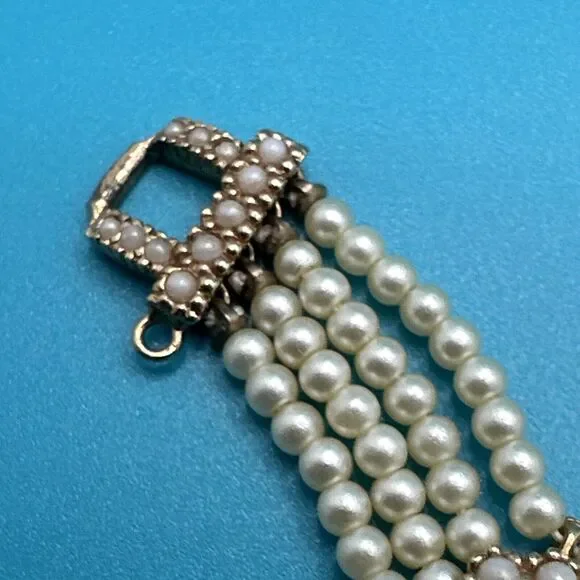 Vintage Ciner Gold Tone Pearl Twist Necklace Clip On Earrings Runway Set Signed